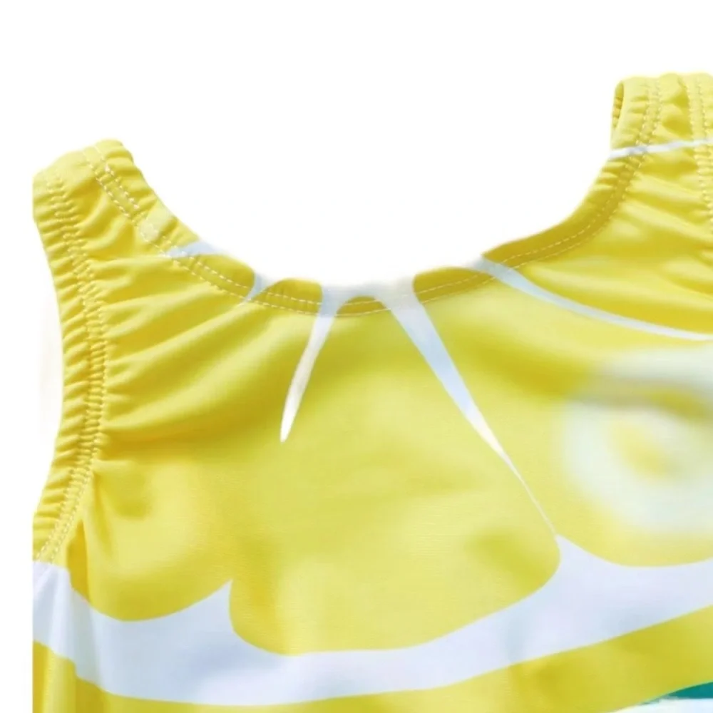 Baby Lemon Stripe Ruffled One Piece Swimsuit